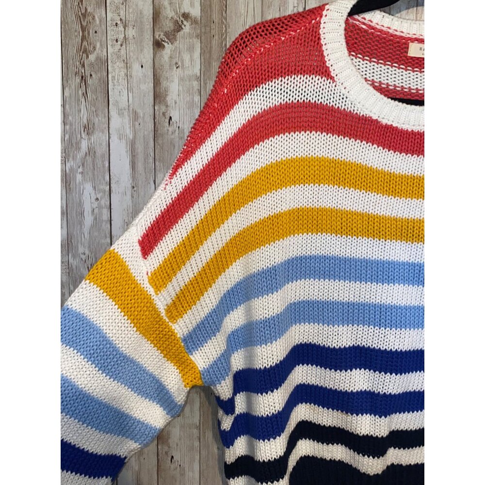 Women's Harper Colorful Striped Rainbow Slouchy Long Sleeve Knit Sweater Medium - Picture 6 of 9